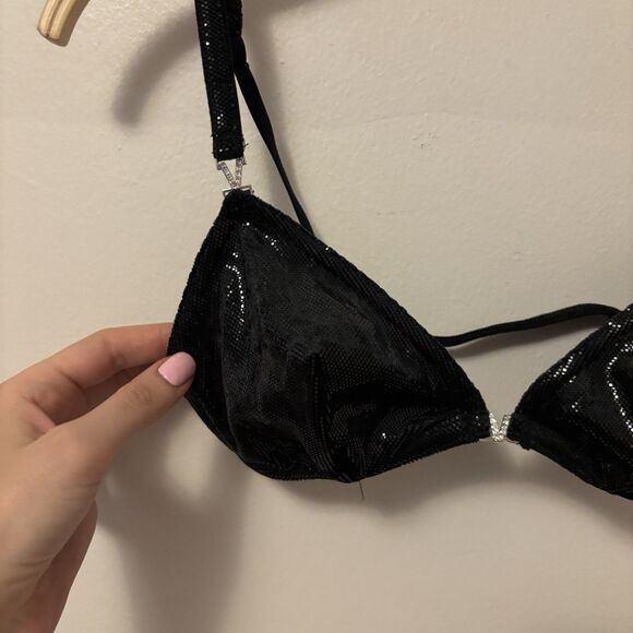 Victorias’s Secret VERY SEXY Sparkly Triangle Bralette Black 34C 36C Front Clasp - Picture 2 of 4